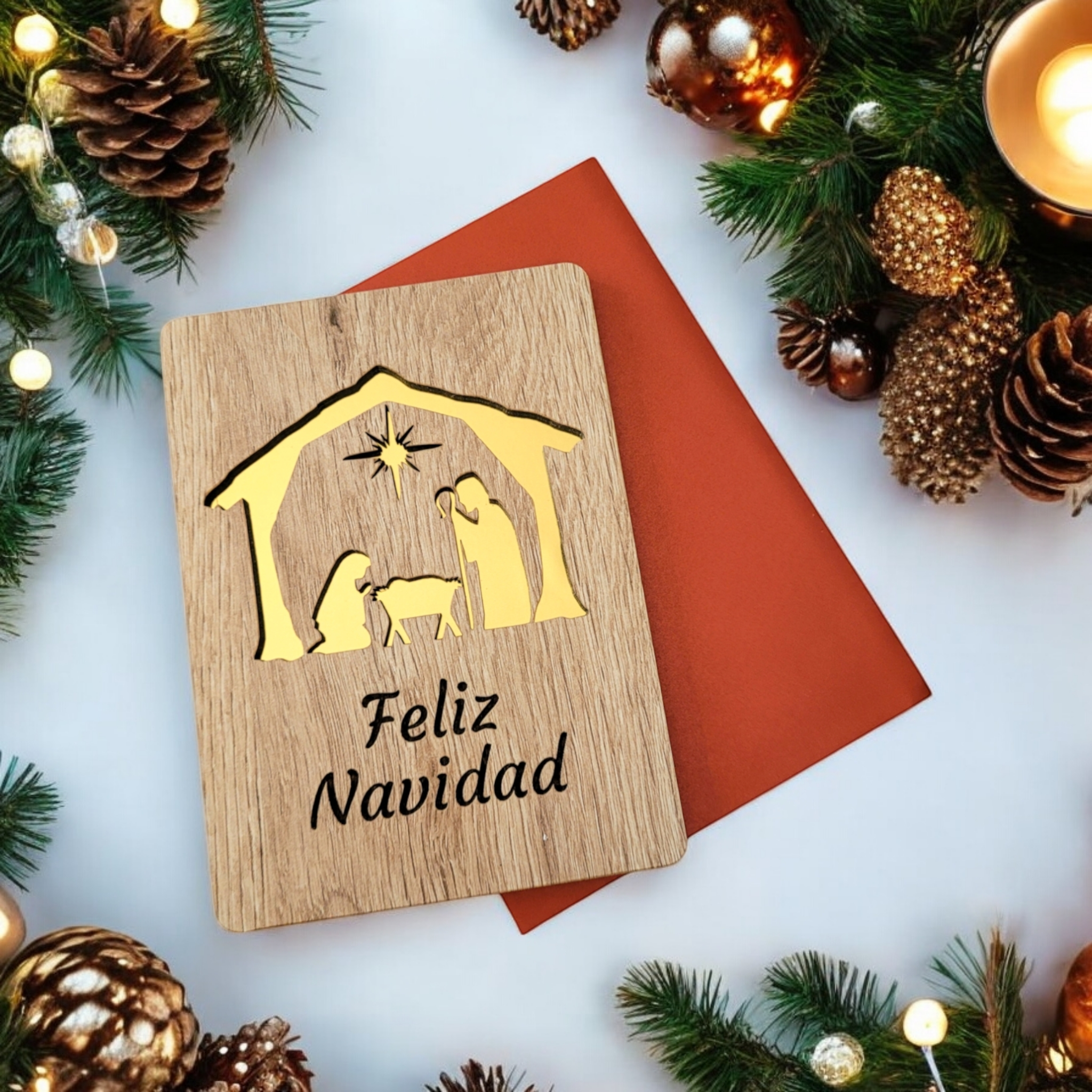 Tarjeta navideña con Portal de Belén