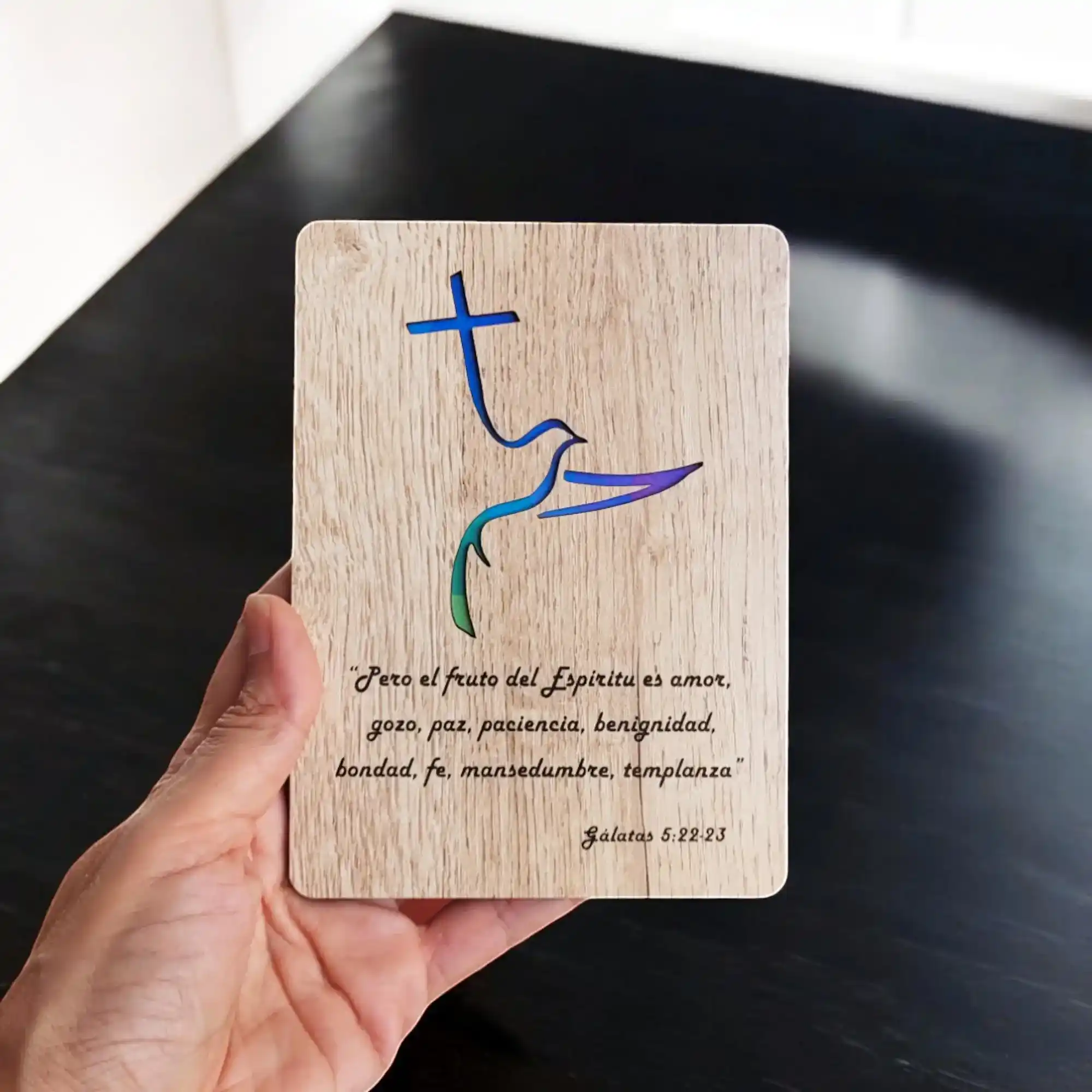 Tarjeta de madera “Fruto del Espíritu”