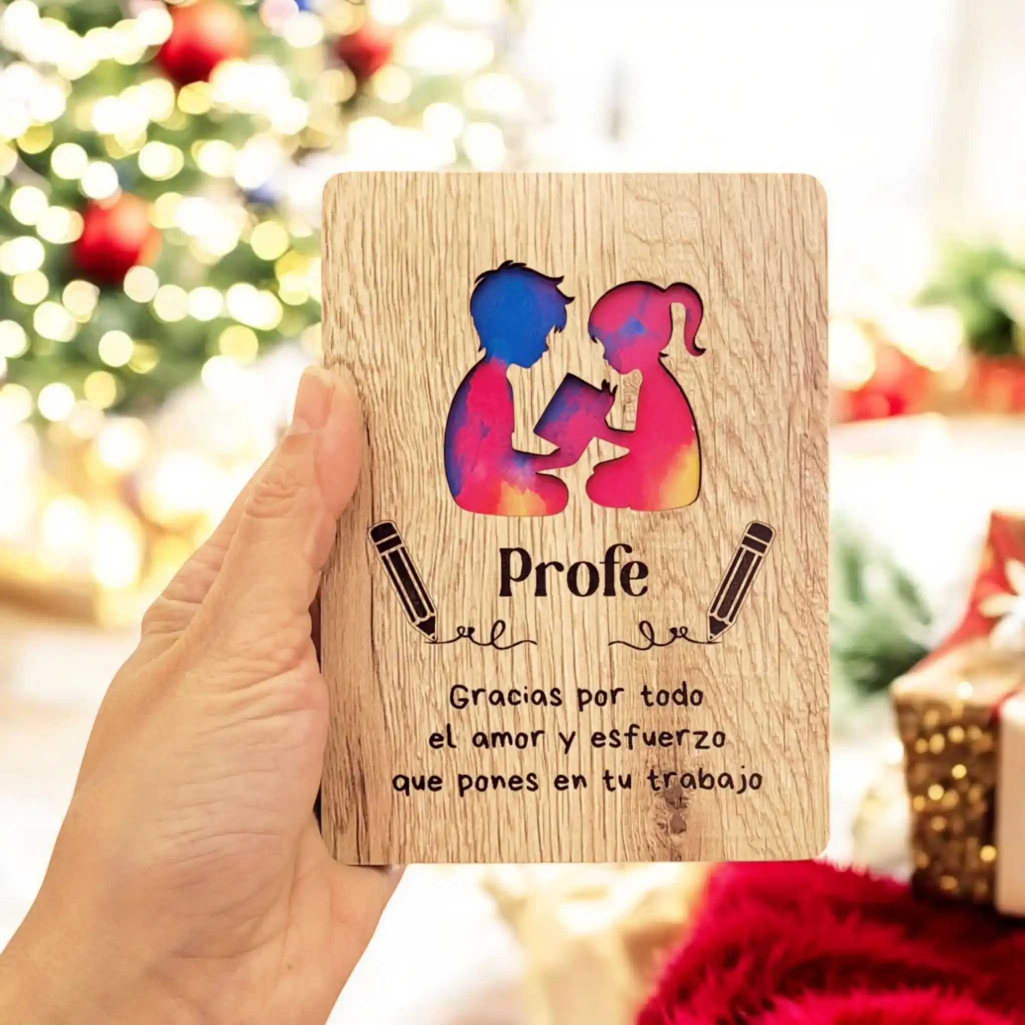 Tarjeta de madera “Profe” – Regalo para profesor/a