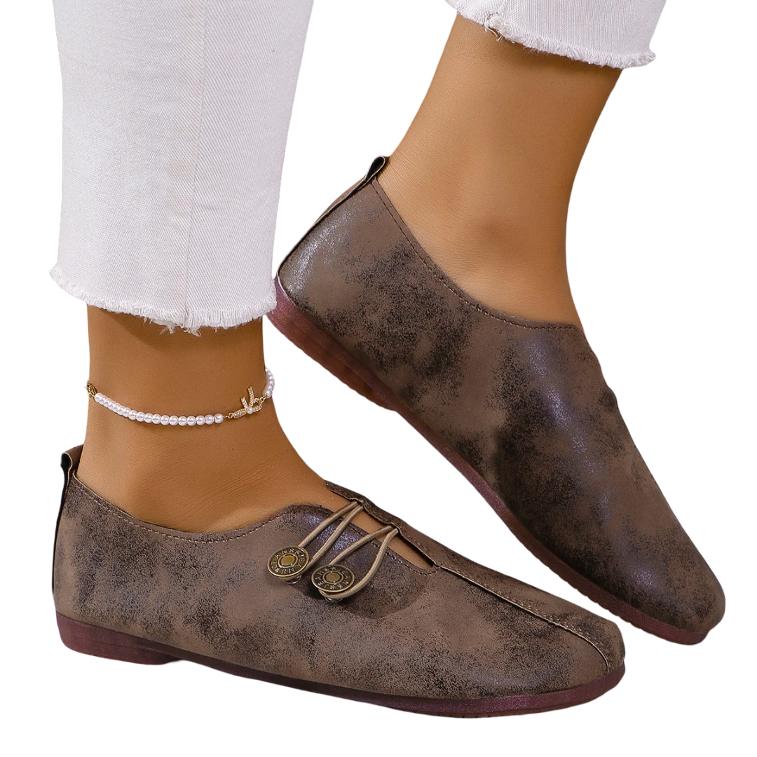 Zentra | Women Vintage Button Casual Loafers