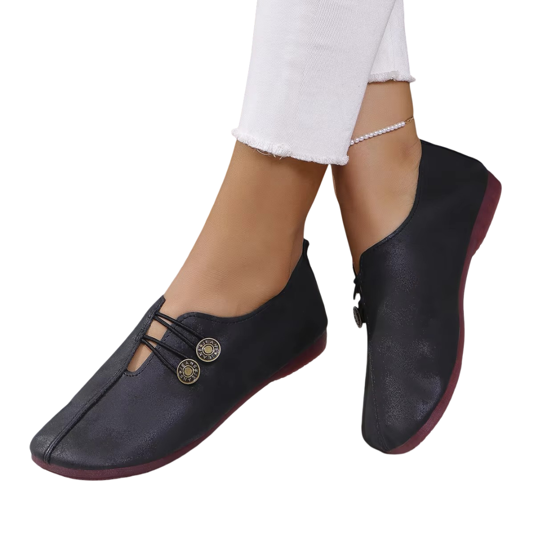 Zentra | Women Vintage Button Casual Loafers