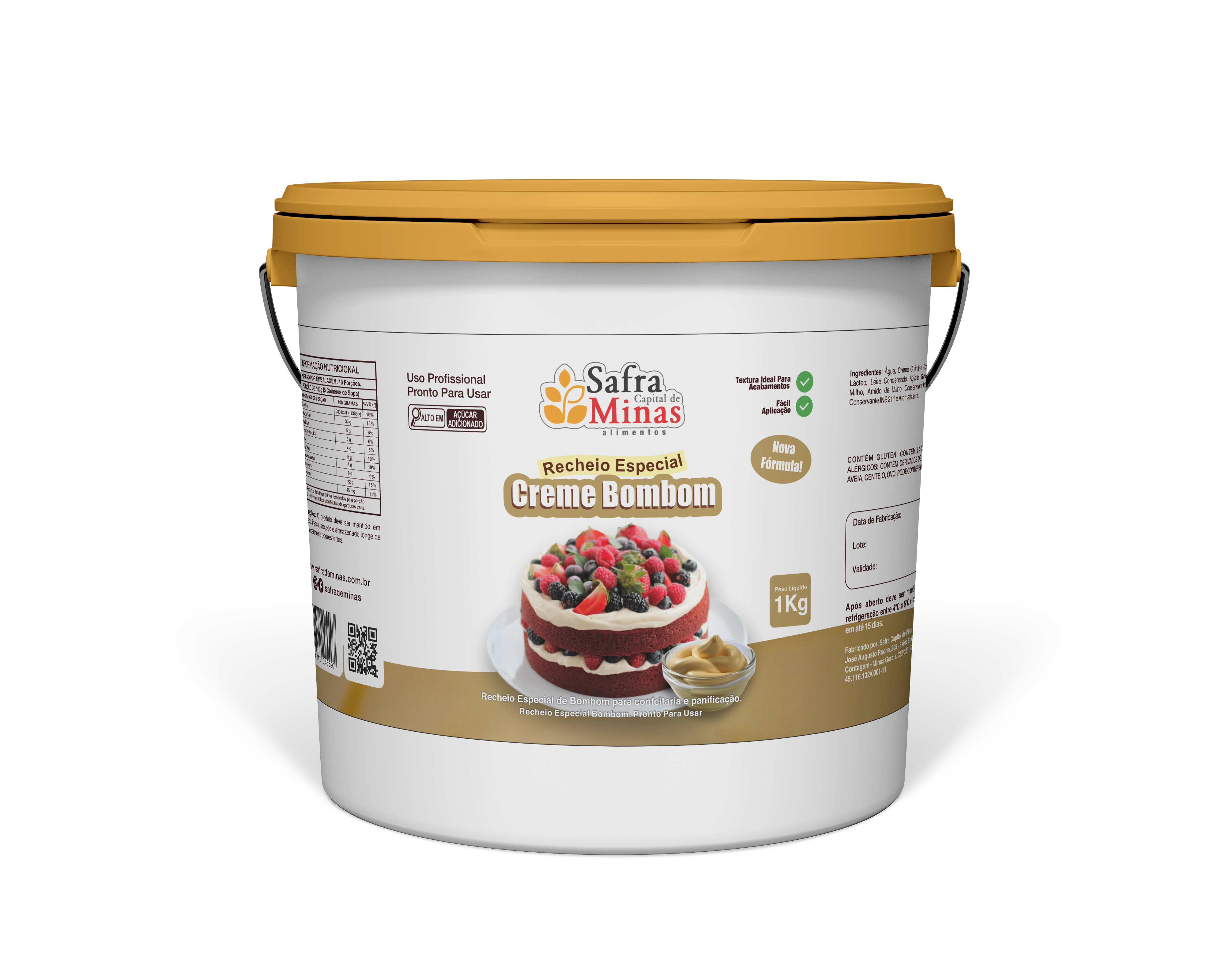 Recheio Especial - Creme Bombom - Safra de Minas - 1,0 kg