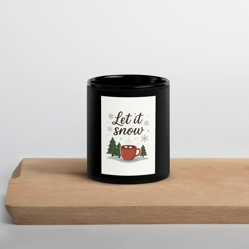 Let It Snow Black Mug
