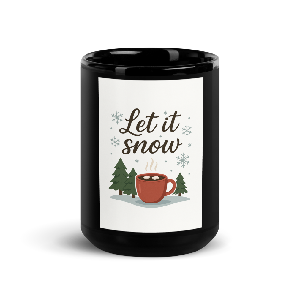 Let It Snow Black Mug