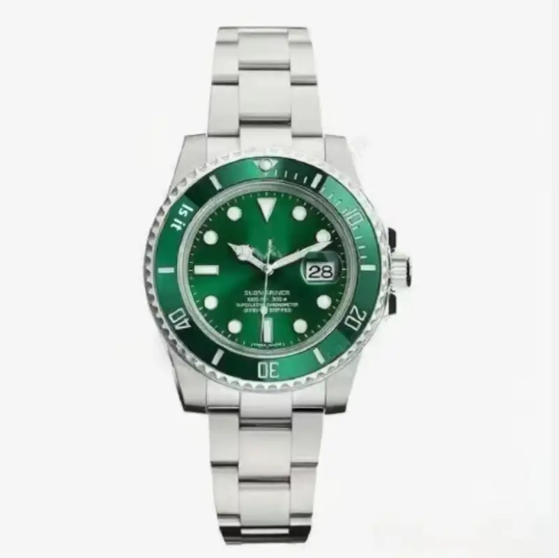 Reloj de Cuarzo 40mm Estilo Submariner - Acero Inoxidable 1:1 con Bisel Cerámico y Resistencia al Agua