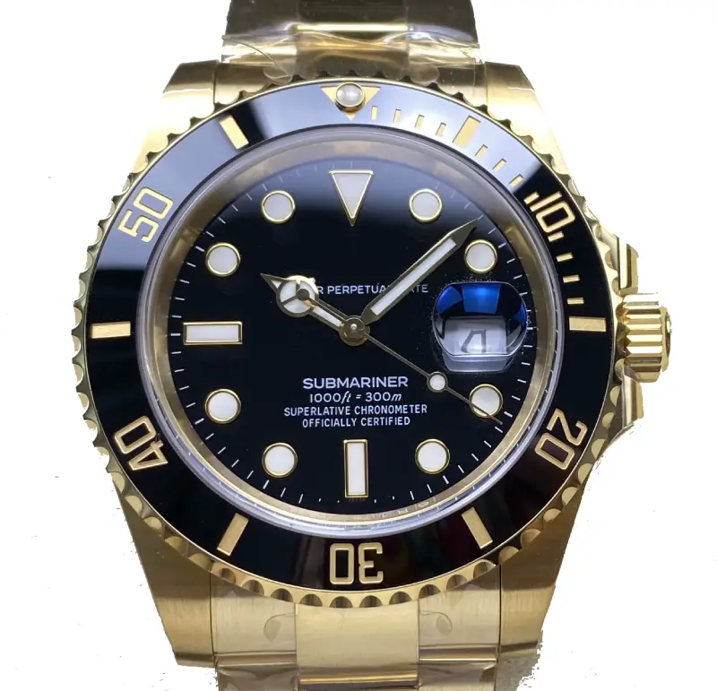 Reloj de Cuarzo 40mm Estilo Submariner - Acero Inoxidable 1:1 con Bisel Cerámico y Resistencia al Agua