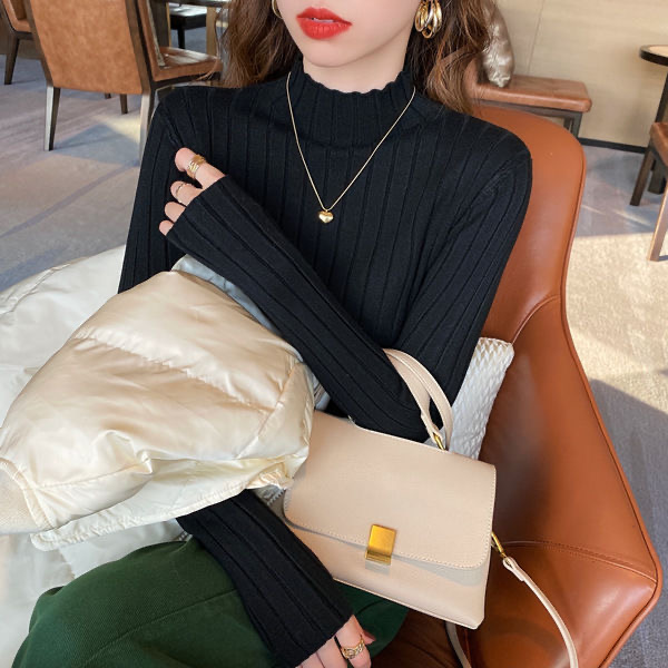 Ribbed Knit Turtleneck Sweater