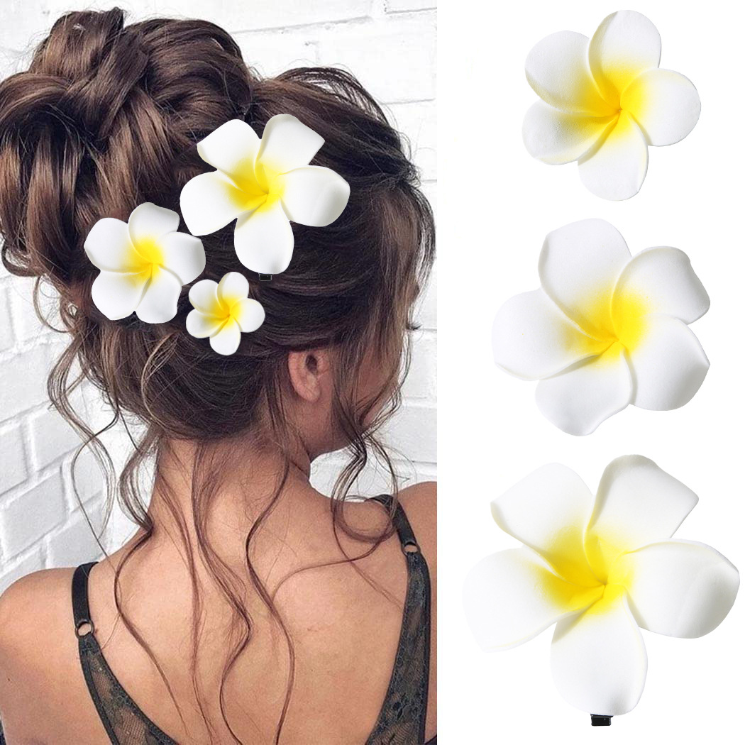 Artificial Plumeria Flower Hair Clips