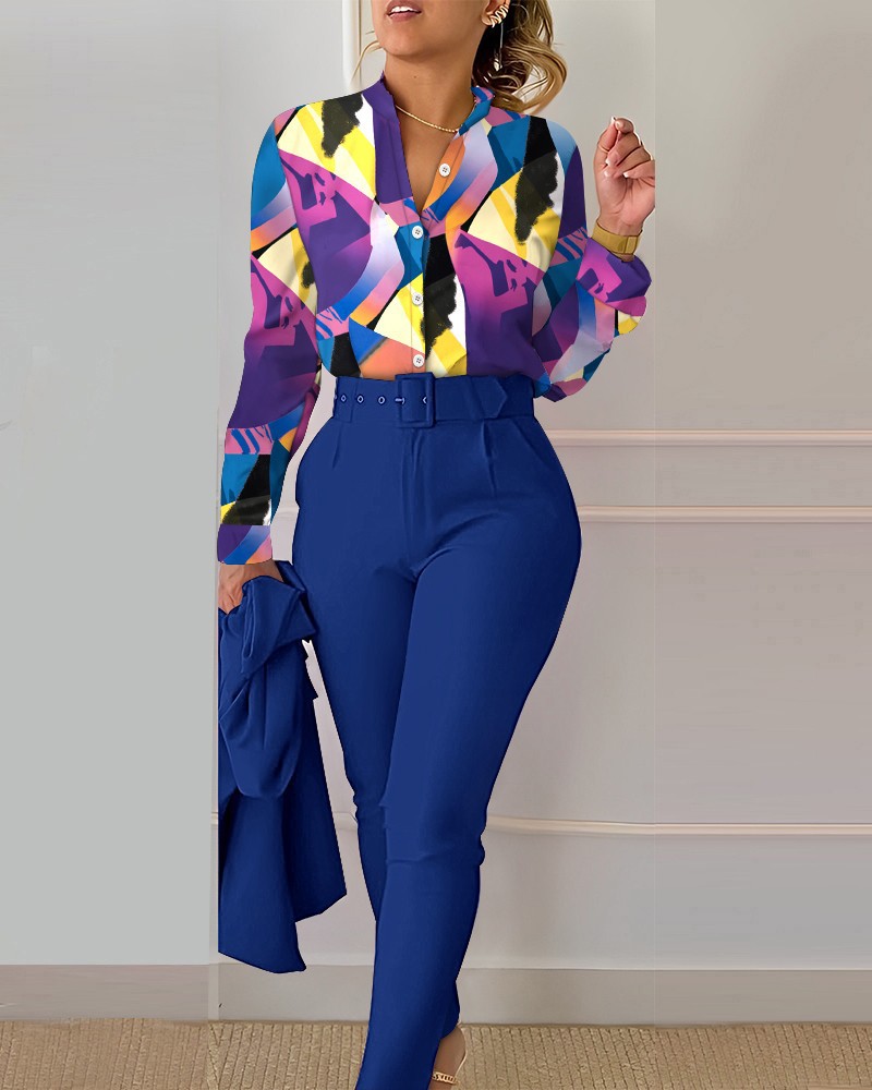 Green High-Waisted Tailored Pants
