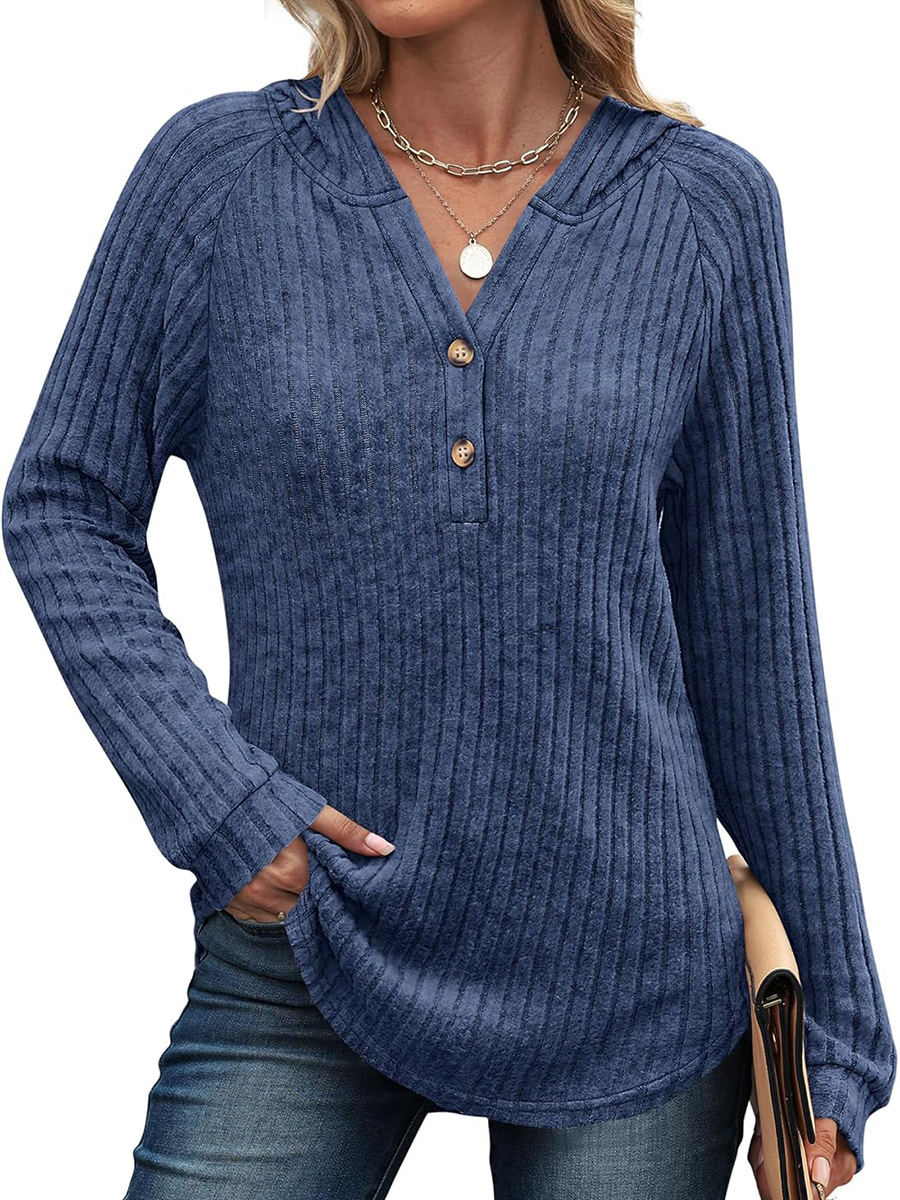 Women's Ribbed Knit Henley Top