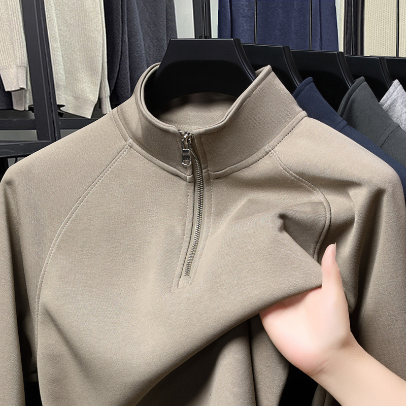 Beige Quarter-Zip Sweatshirt