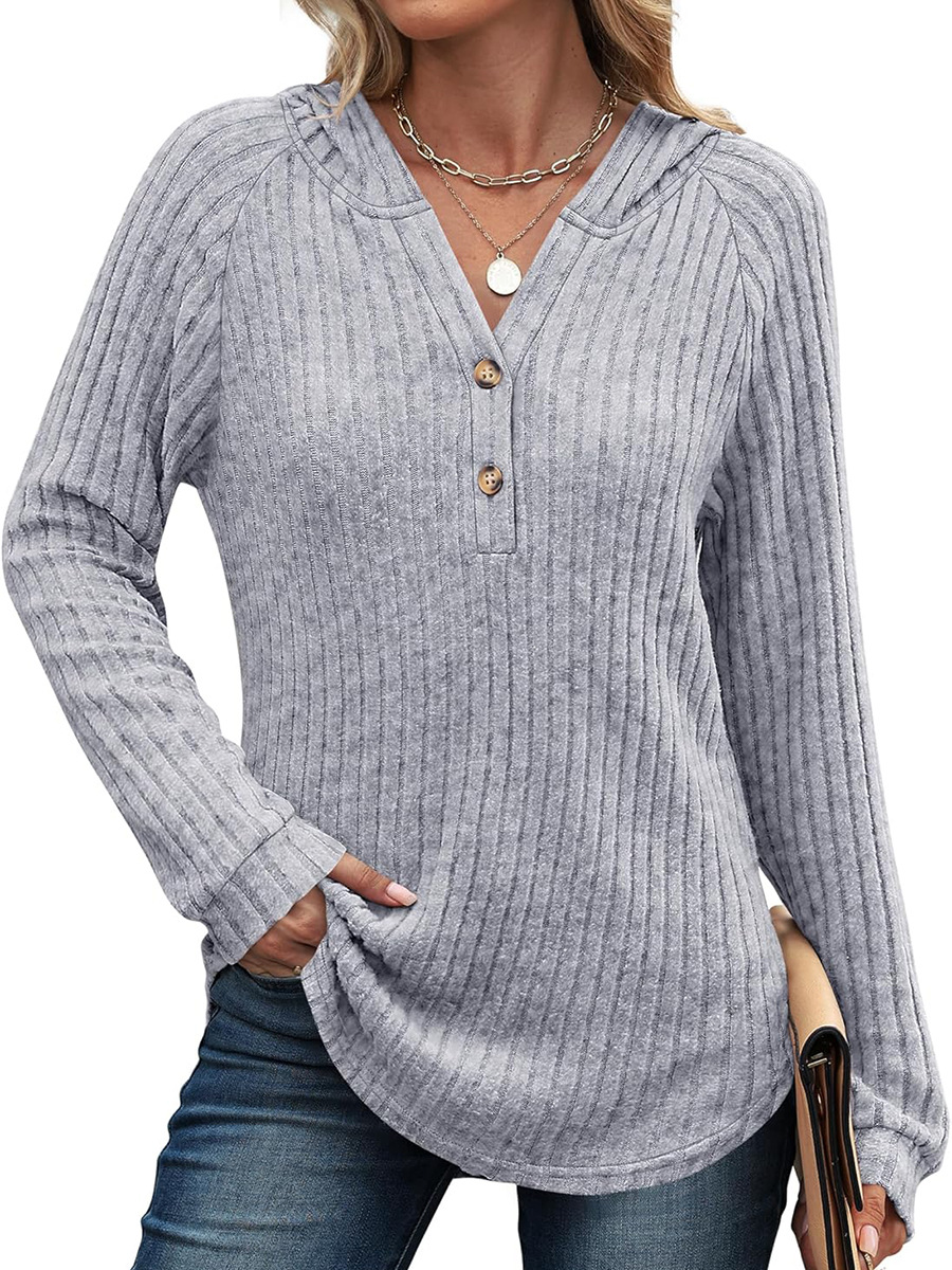 Women's Ribbed Knit Henley Top