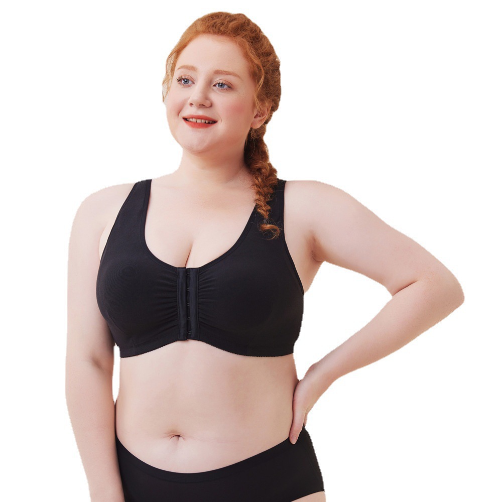 Black front-closure sports bra