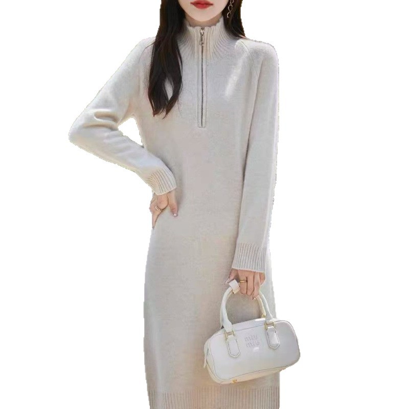 Women's long sleeve knitted sweater dress