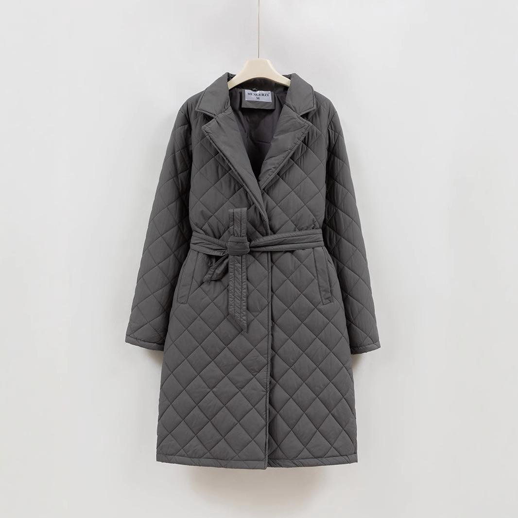 Quilted Beige Belted Coat