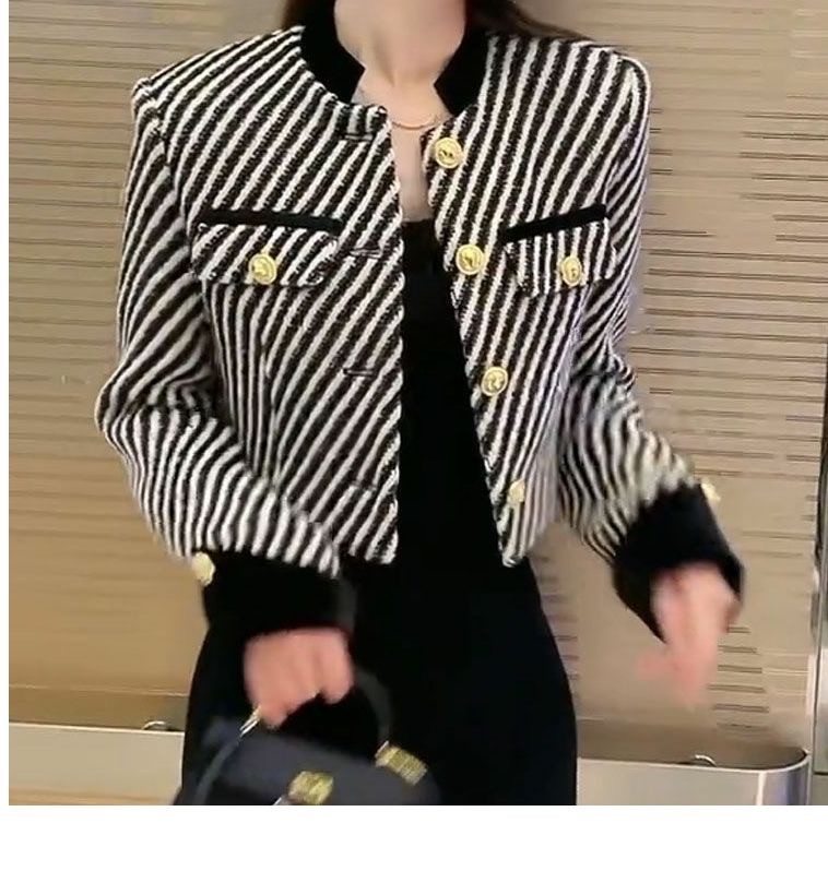 Striped Black and White Cropped Jacket