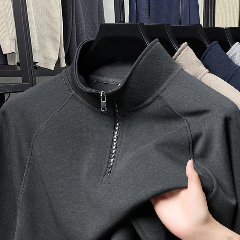 Beige Quarter-Zip Sweatshirt