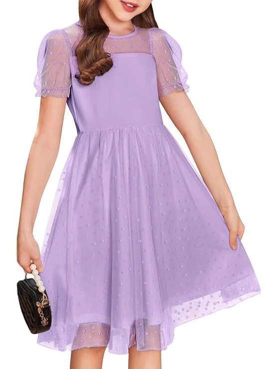 Lavender Mesh Dress for Girls