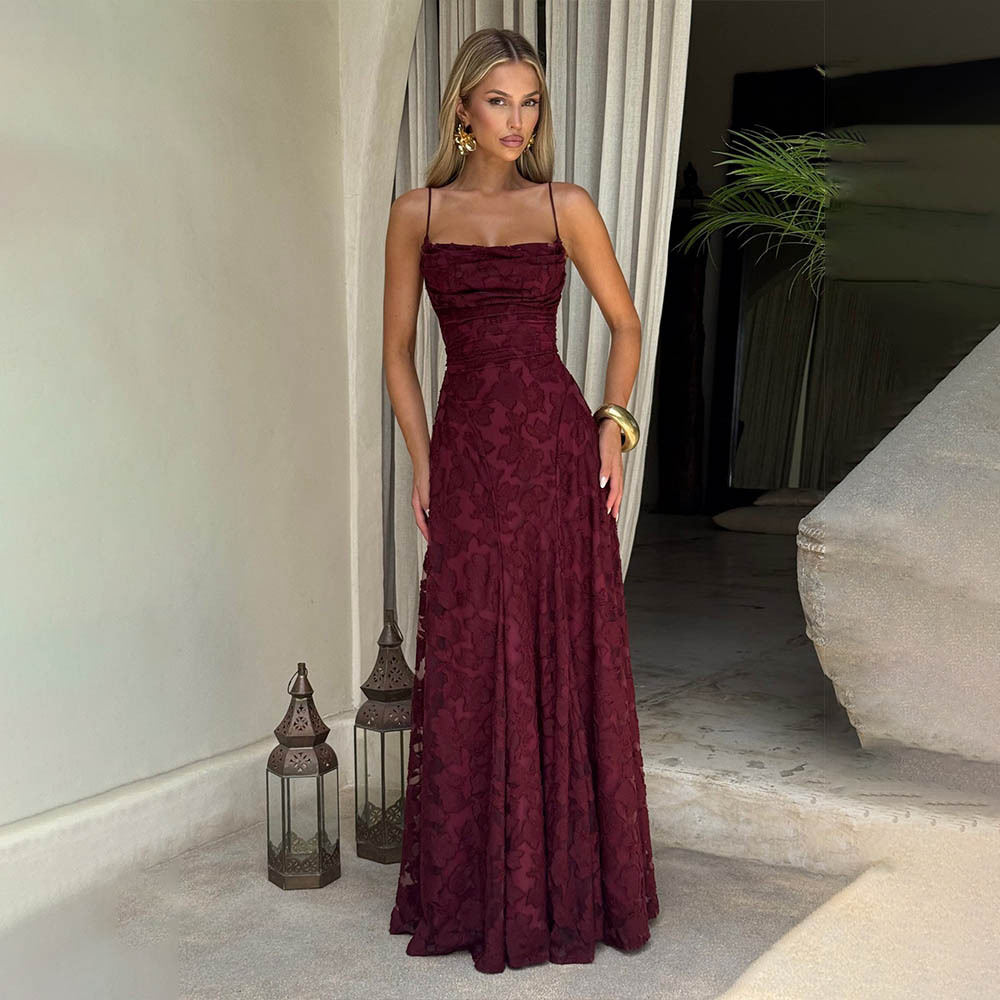 Elegant Pink Floral Evening Gown