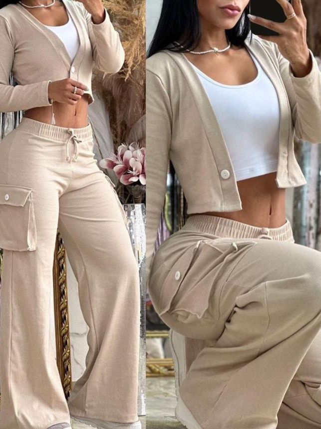 Beige Three-Piece Casual Set