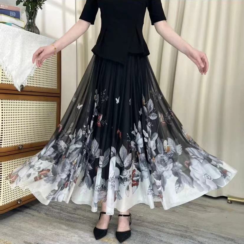 Elegant Floral Mesh Midi Dress (Only One Left)