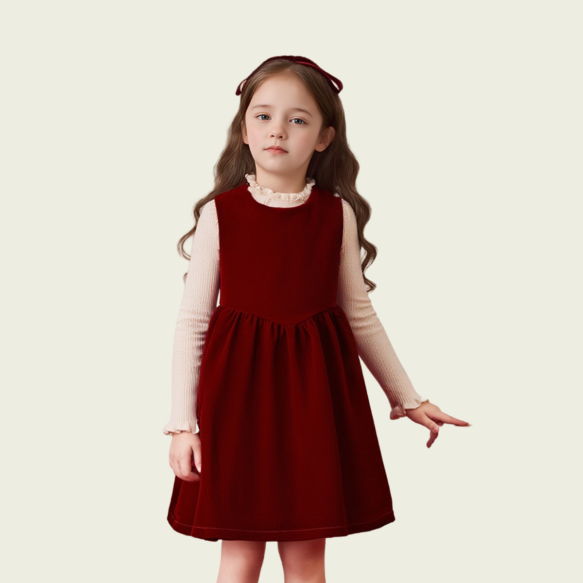 Velvet Red Girl's Dress
