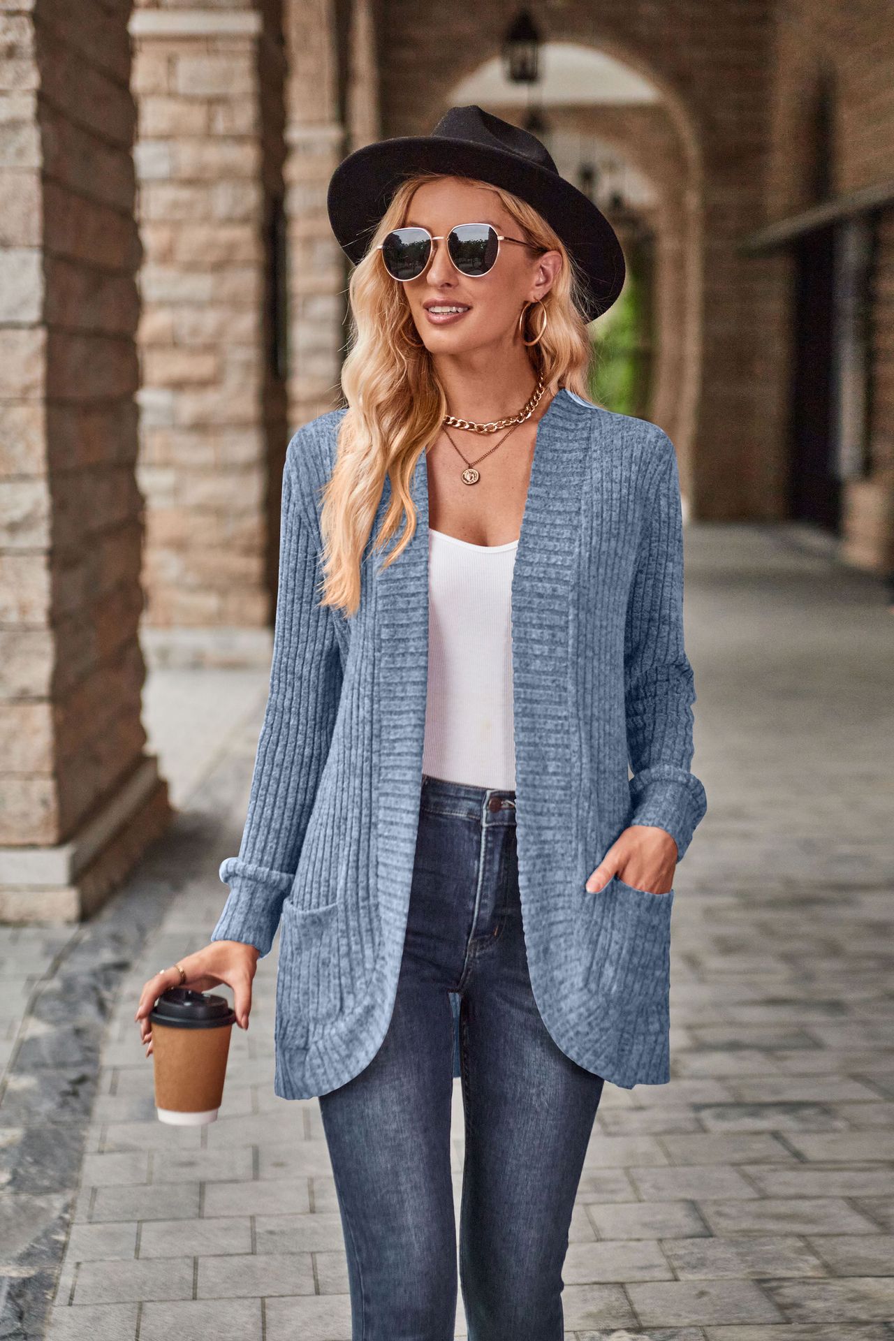 Blue Knit Cardigan