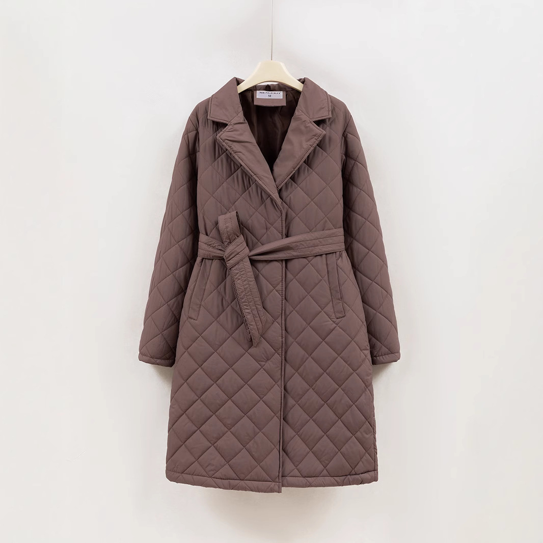 Quilted Beige Belted Coat