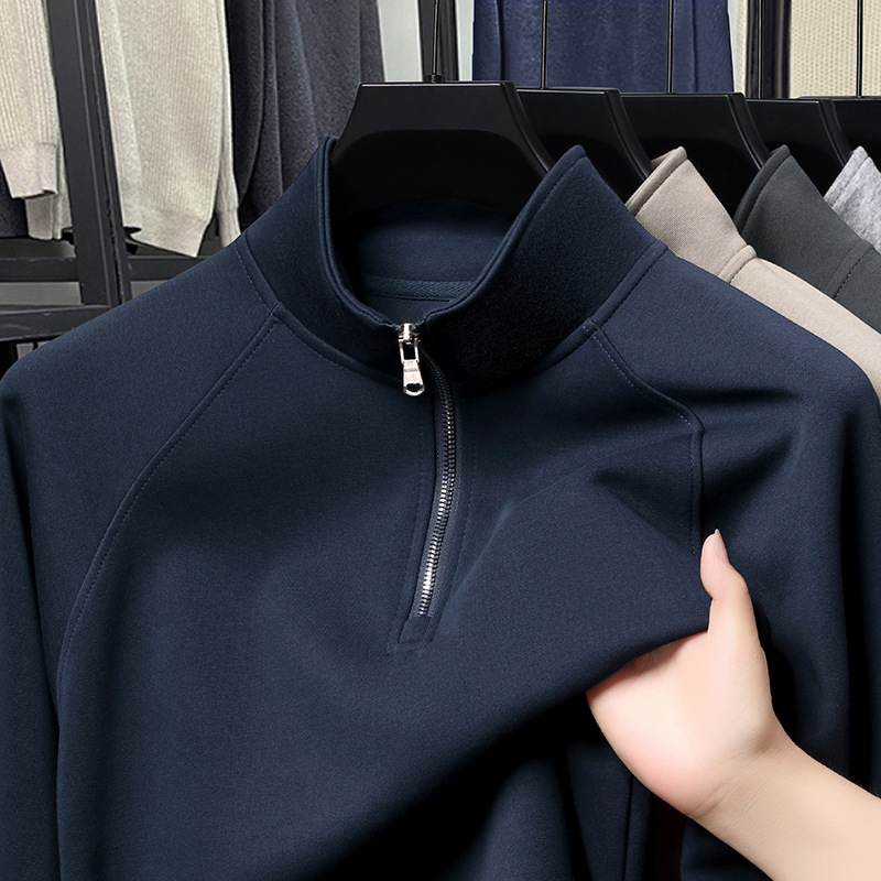 Beige Quarter-Zip Sweatshirt