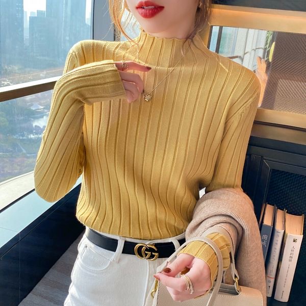 Ribbed Knit Turtleneck Sweater