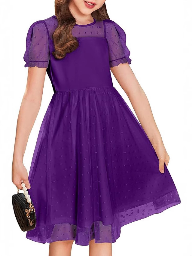 Lavender Mesh Dress for Girls