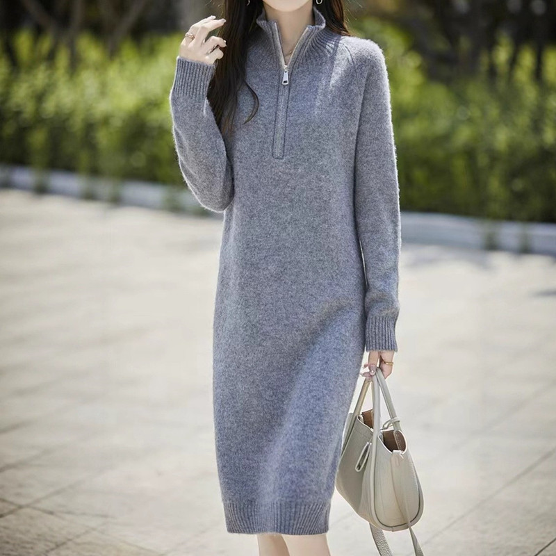Women's long sleeve knitted sweater dress