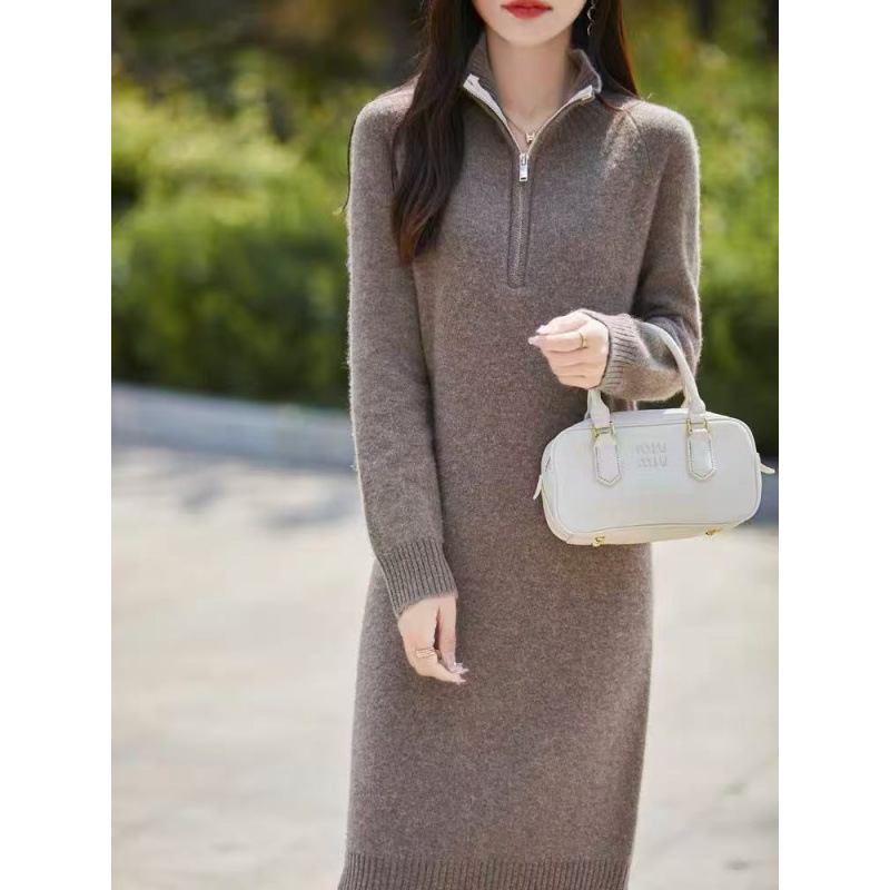 Women's long sleeve knitted sweater dress