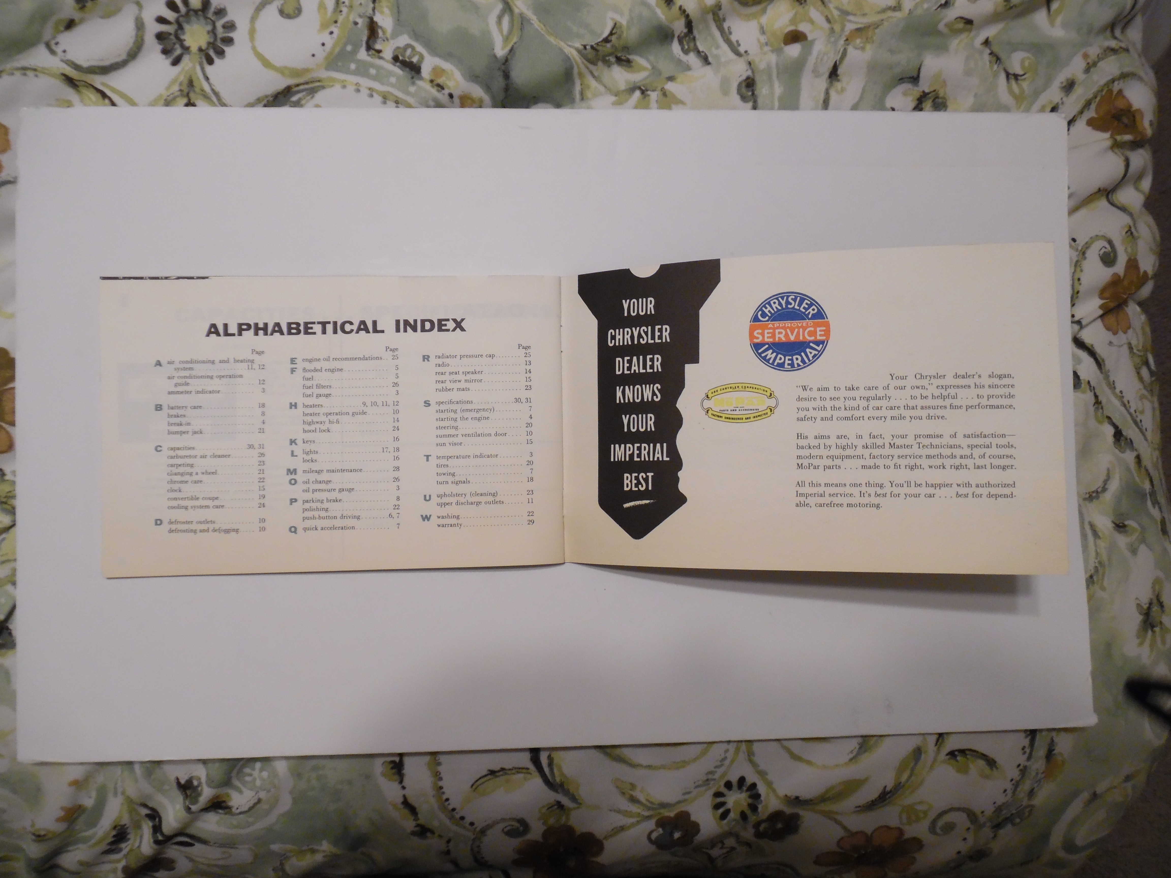 1957 Chrysler Imperial Owner’s Manual Pre-Owned