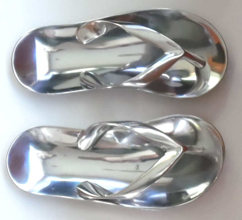 Very Unusual Pair of Chrome Flip-Flops Décor Pre-Owned