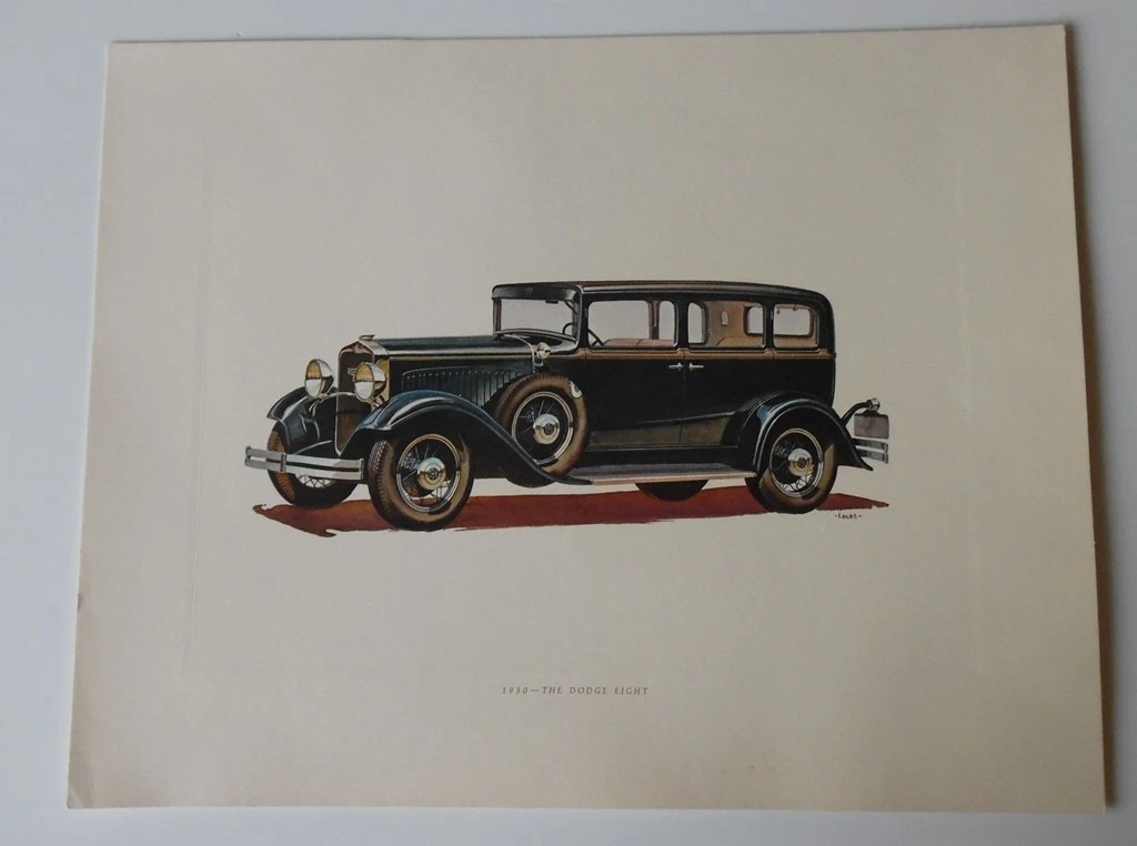 Vintage 11” x 14” Lithograph 1930 The Dodge Eight Phaeton Print Pre-Owned