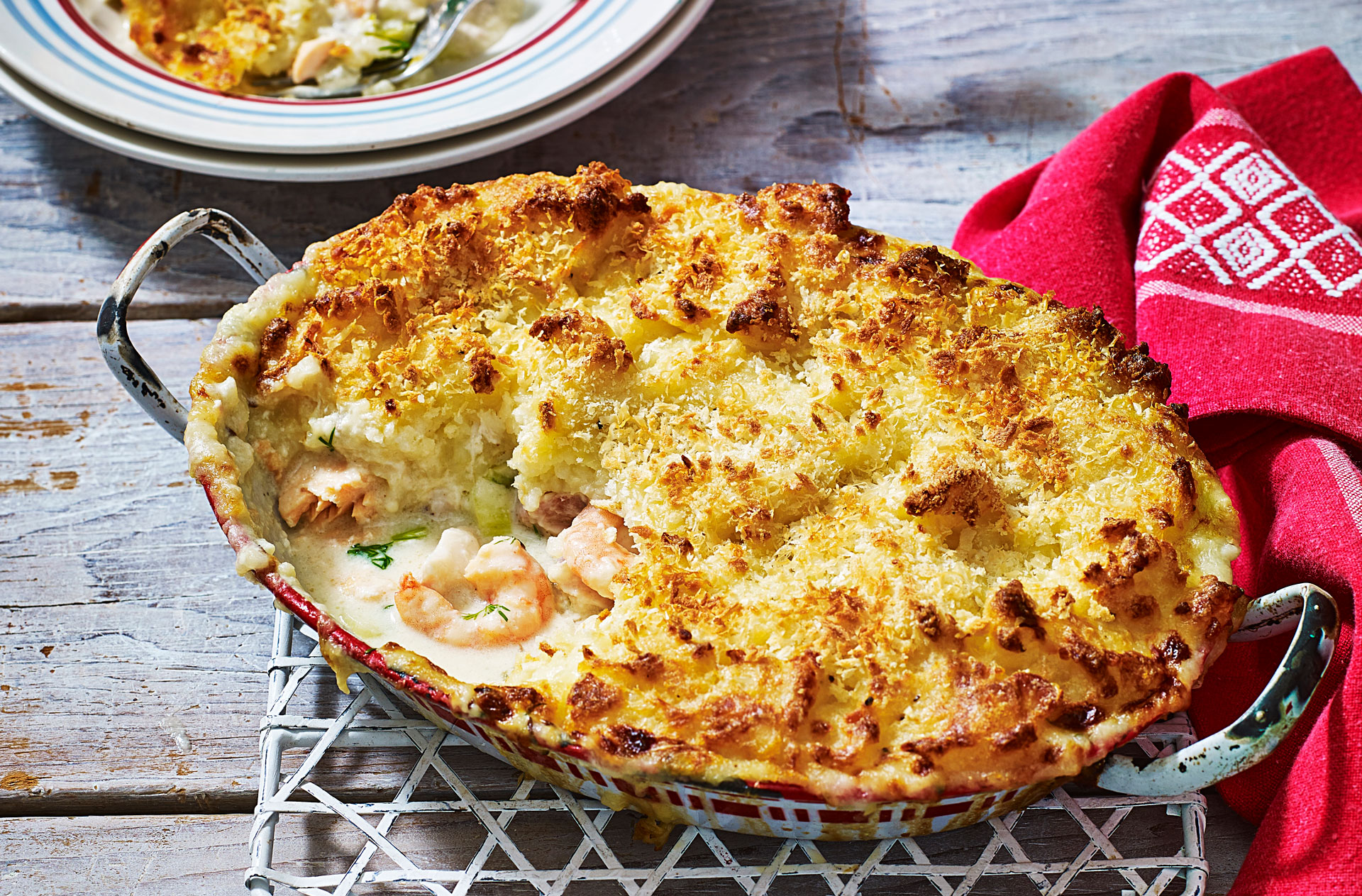 Fish Pie with Prawns & Spinach