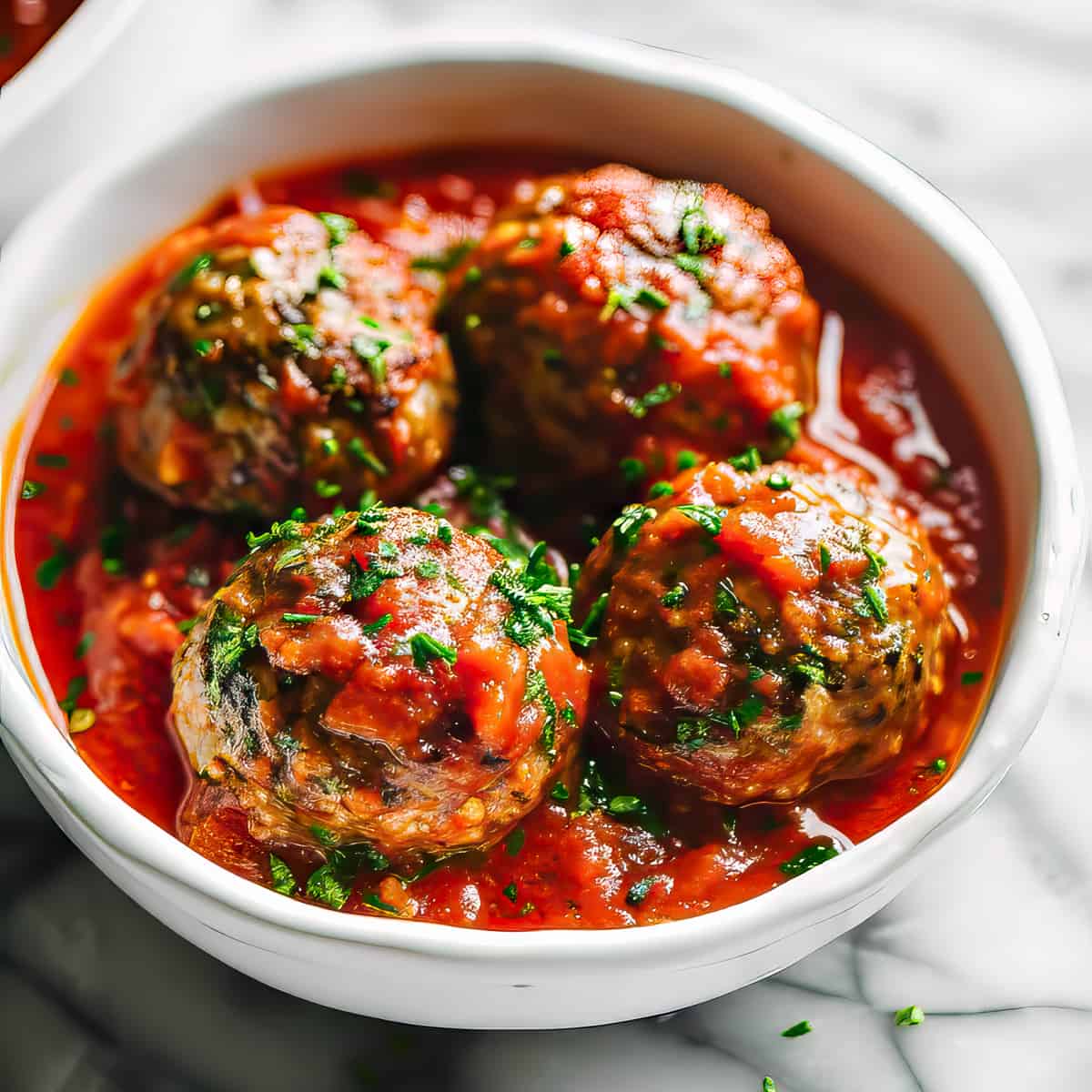 Chicken, Pork and Spinach Meatballs in Tomato Sauce