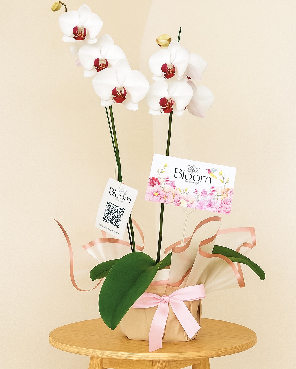 Orquídea Phalenopsis blanca con centro rojo