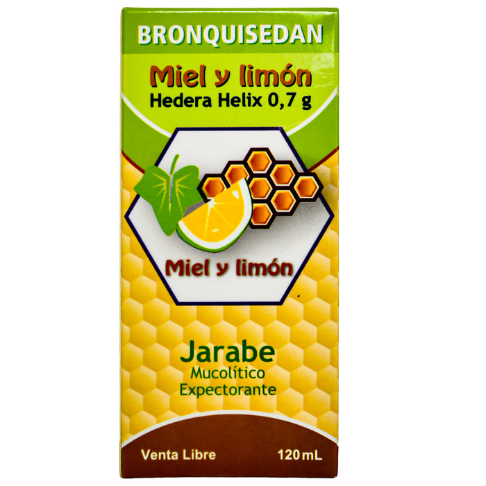 Bronquisedan Miel y Limón Jarabe X 120mL (Hedera Helix, Esencia de miel,Sorbato de potasio)