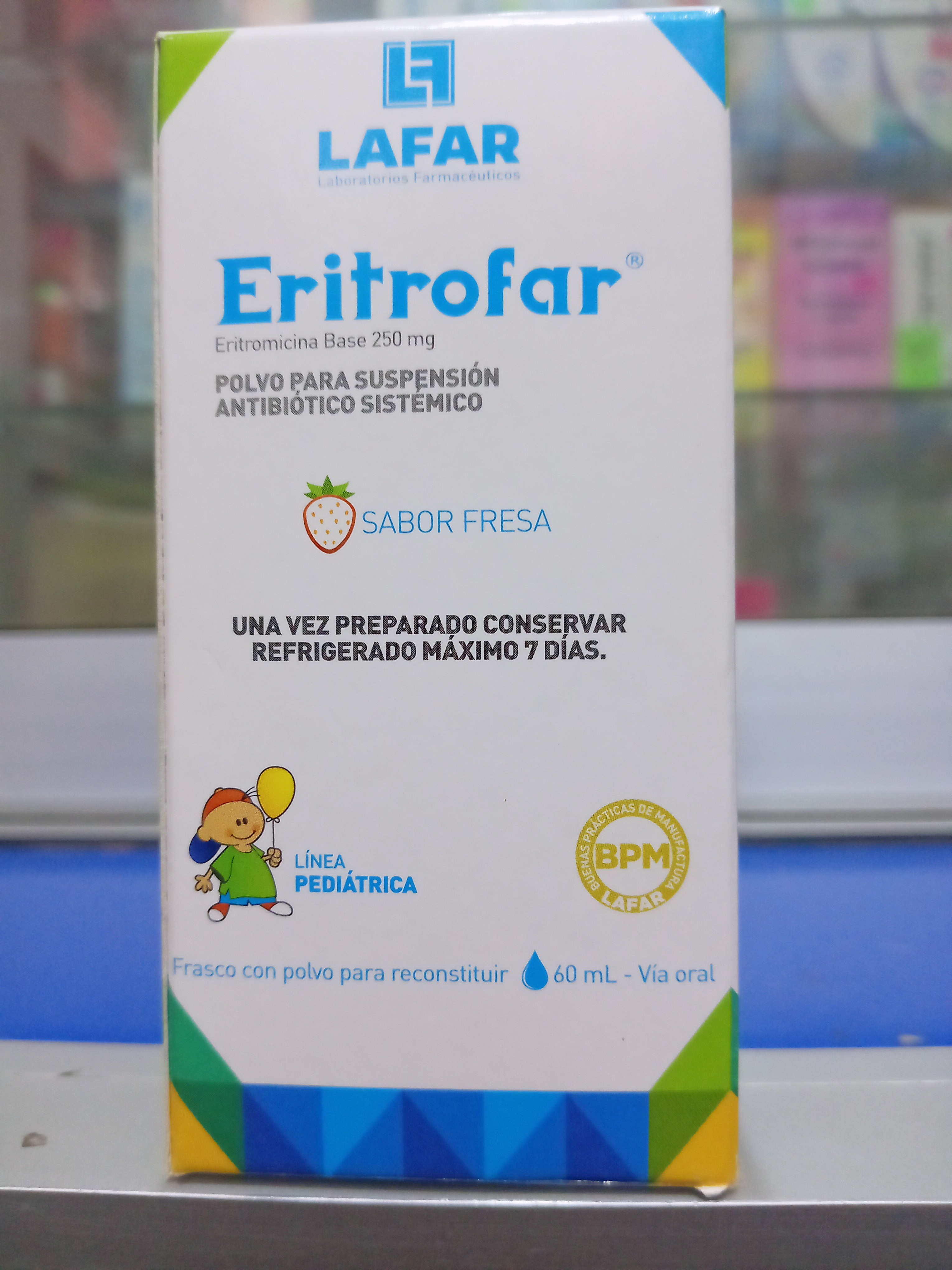 Eritrofar jarabe X 60 ml Eritromicina 250