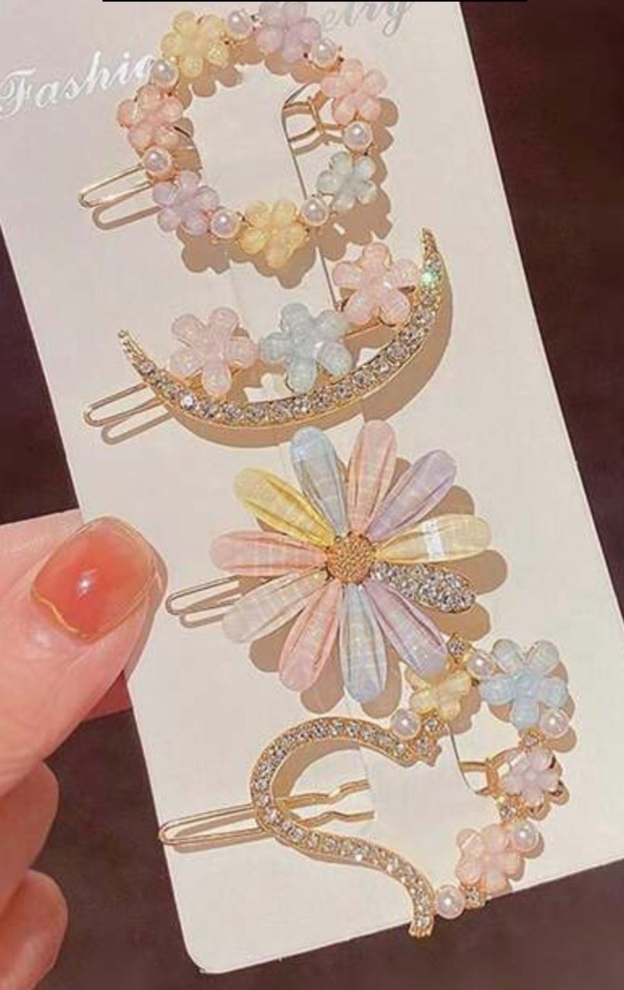 Pastel Floral Hair Clips Set