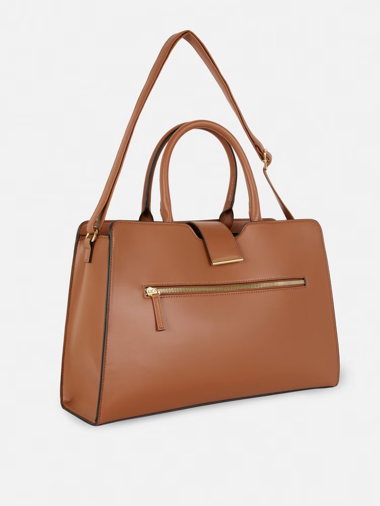 Primark - Faux Leather Tote Bag - Tan