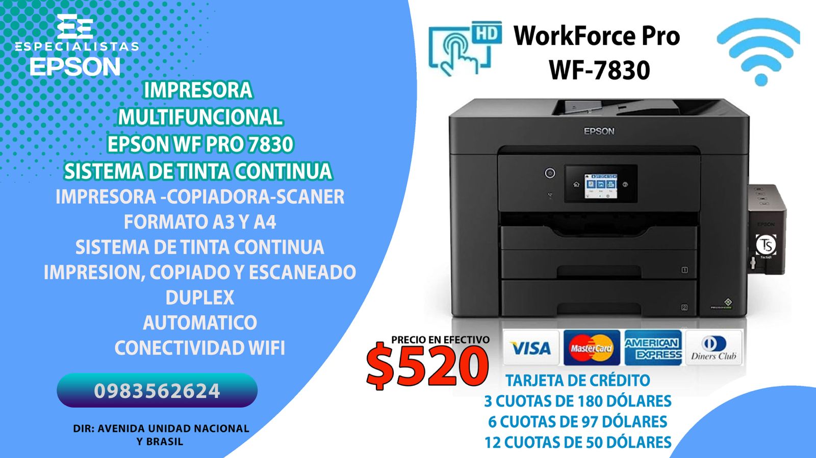 Impresora Multifuncional Epson WF Pro 7830