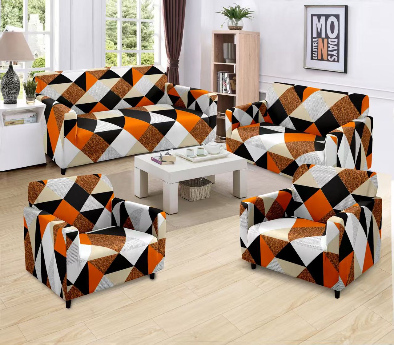 Housse de canapé moderne à motifs géométriques