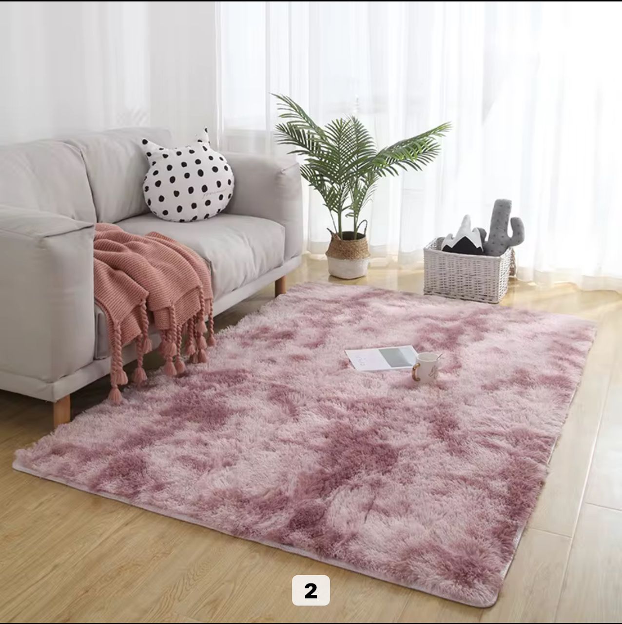 Tapis peluche rose doux