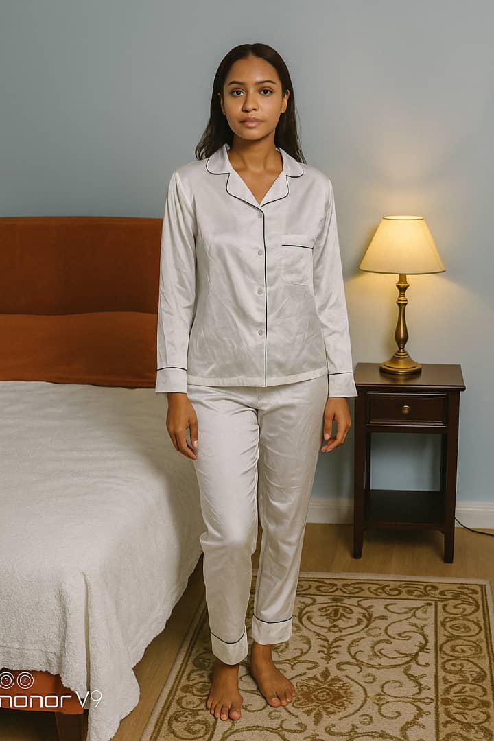 Pyjama en satin blanc