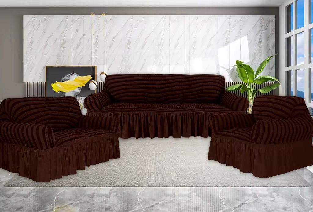 Ensemble de housses de canapé marron 7 places