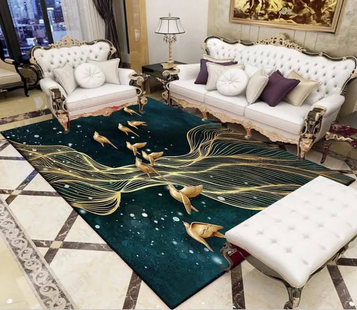 Tapis artistique avec motif de poissons dorés