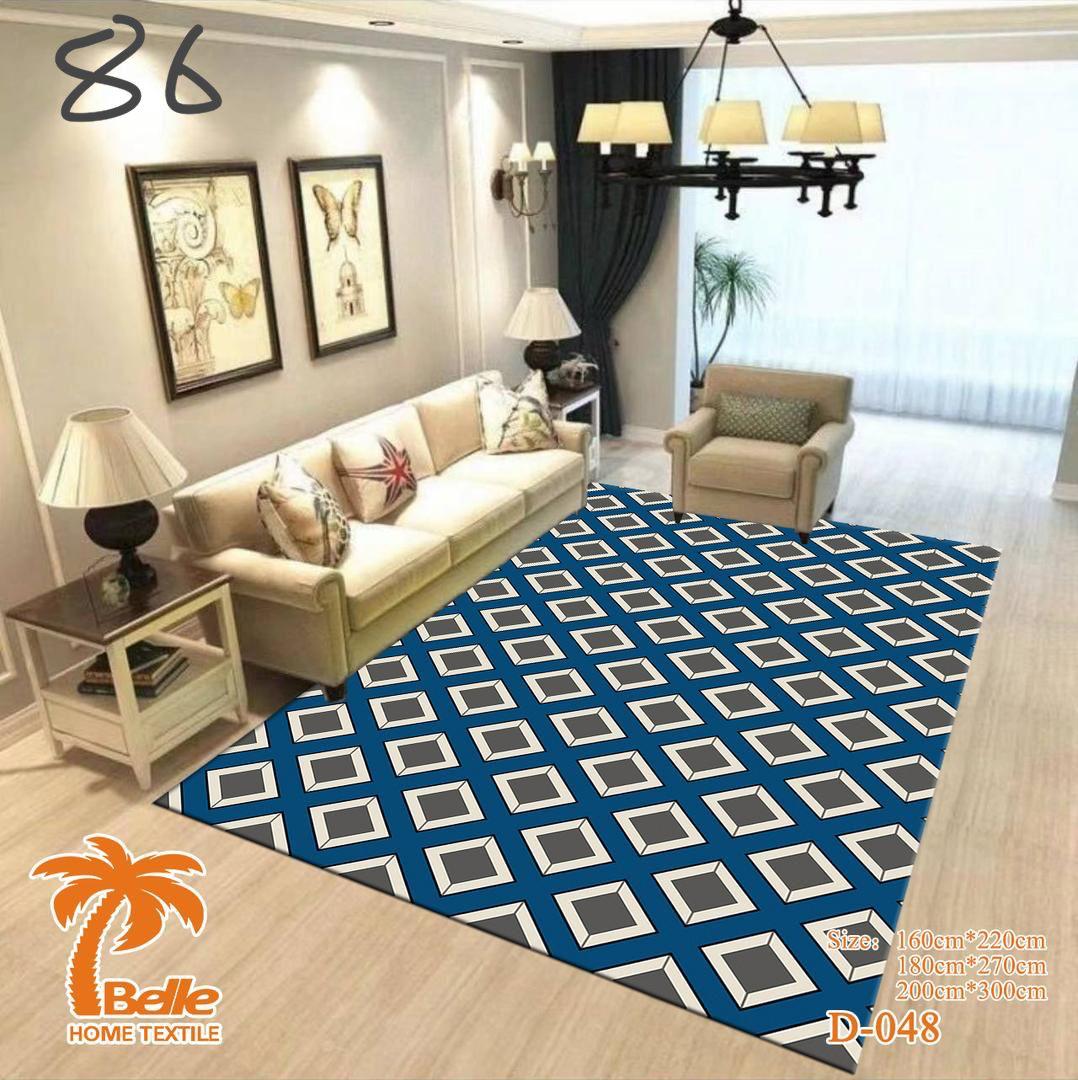 Tapis géométrique bleu